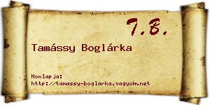 Tamássy Boglárka névjegykártya